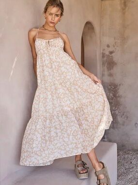 Ghanda Maxi Cream and White Dress